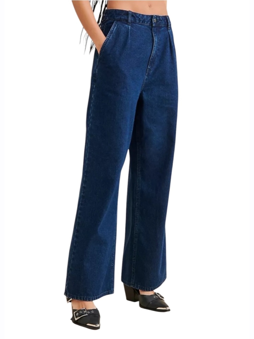 AFRM for Free People Tristen High Rise Pleated Jean Denim Pants Women’s 27 NWT